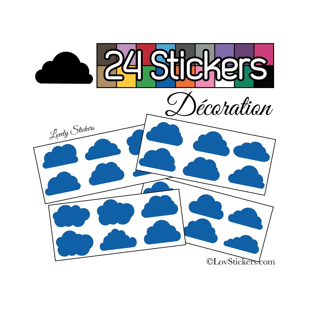 24 Stickers Nuage Mixte - Autocollant Décoration Intérieur