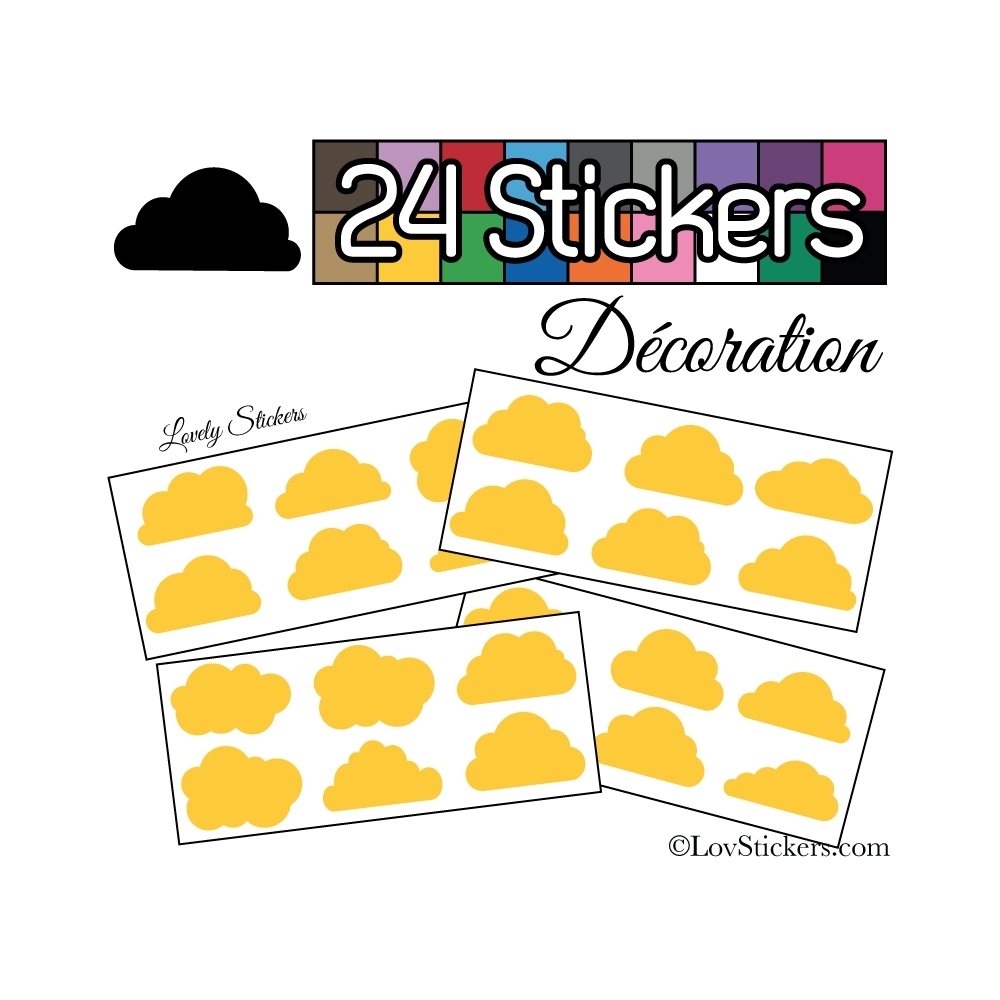 24 Stickers Nuage Mixte - Autocollant Décoration Intérieur