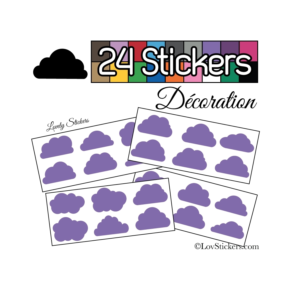 24 Stickers Nuage Mixte - Autocollant Décoration Intérieur