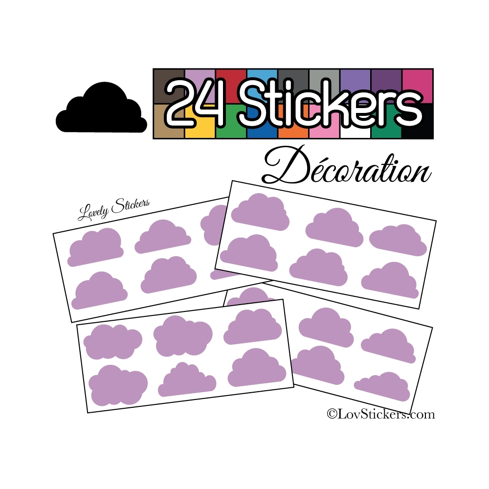 24 Stickers Nuage Mixte - Autocollant Décoration Intérieur