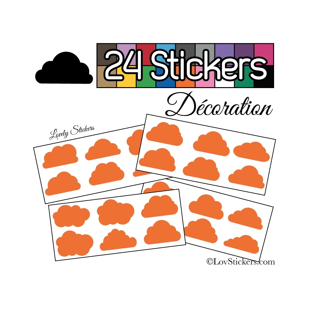 24 Stickers Nuage Mixte - Autocollant Décoration Intérieur