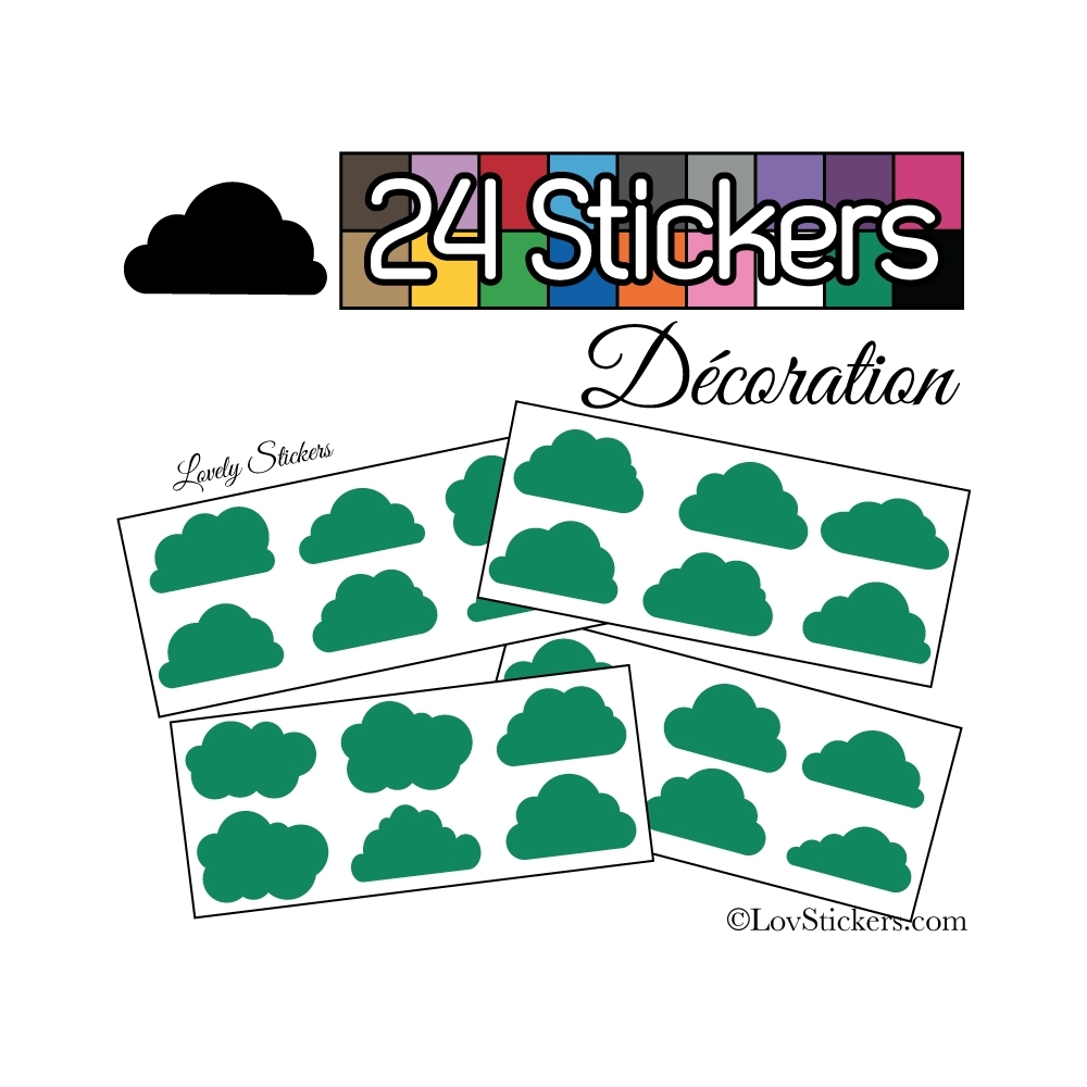 24 Stickers Nuage Mixte - Autocollant Décoration Intérieur