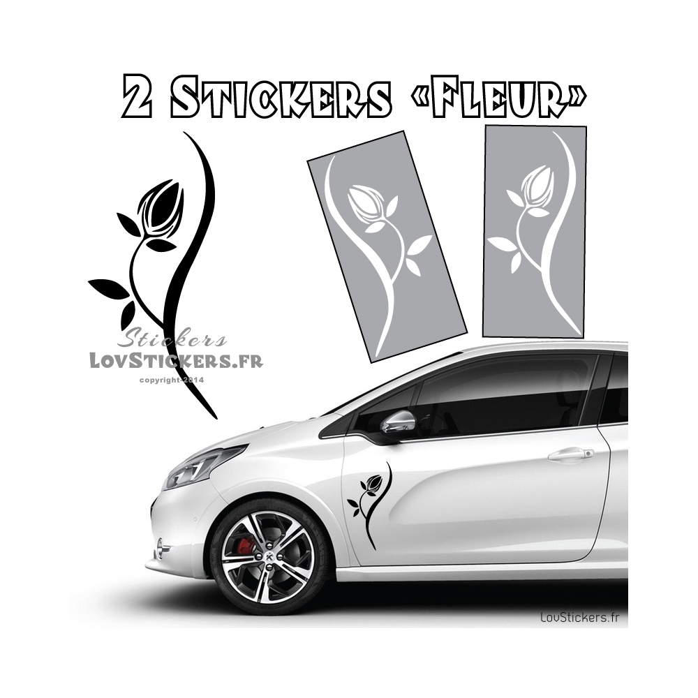 2 Stickers Fleur Tribal 30 cm - Deco auto voiture