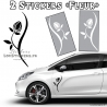 2 Stickers Fleur Tribal 30 cm - Deco auto voiture