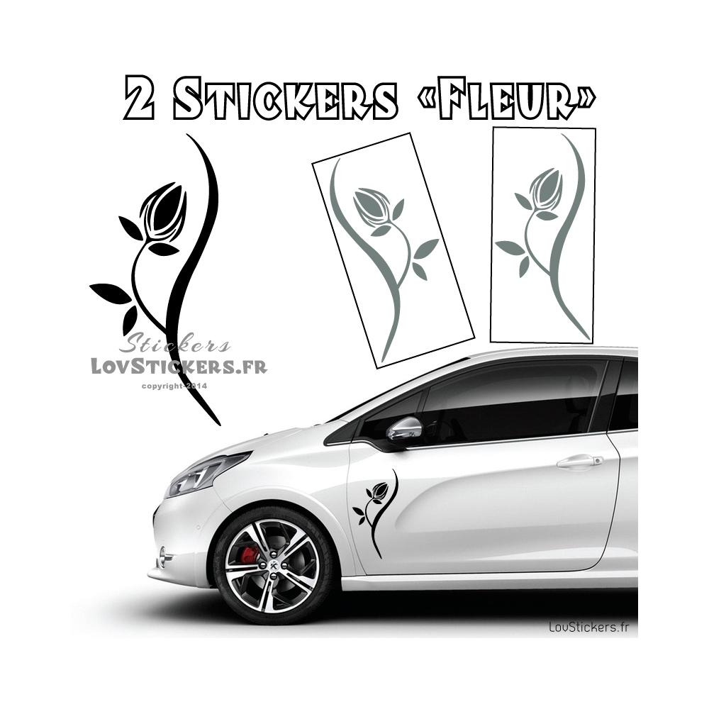 2 Stickers Fleur Tribal 30 cm - Deco auto voiture