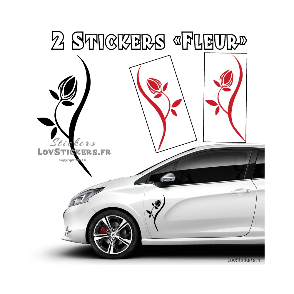 2 Stickers Fleur Tribal 30 cm - Deco auto voiture