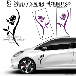 2 Stickers Fleur Tribal 30 cm - Deco auto voiture