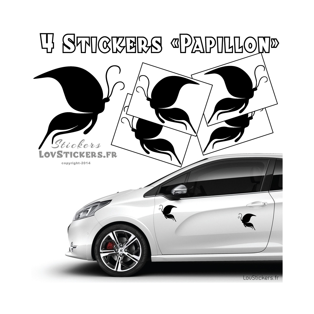 4 Stickers Papillons Mixte - Stickers pas cher discount promo