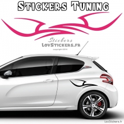 2 Bandes Latérales Tribal Tuning Voiture  - Stickers Deco auto voiture
