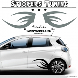 2 Bandes Latérales Tribal Tuning Voiture  - Stickers Deco auto voiture