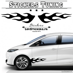 2 Bandes Latérales Flamme 60cm Tuning Voiture  - Stickers Deco auto voiture