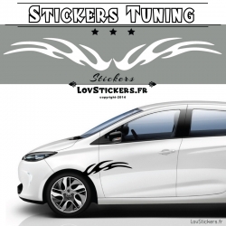 Stickers de decoration tuning voiture vinyle carbon bandes laterale tribal flamme