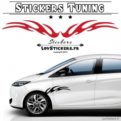 Stickers de decoration tuning voiture vinyle carbon bandes laterale tribal flamme