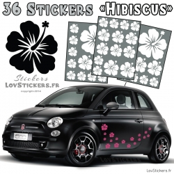 Stickers d'Hibiscus lot de 32 - Taille de 3 à 10 cm