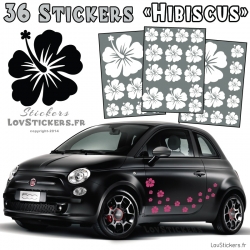 Stickers d'Hibiscus lot de 32 - Taille de 3 à 10 cm