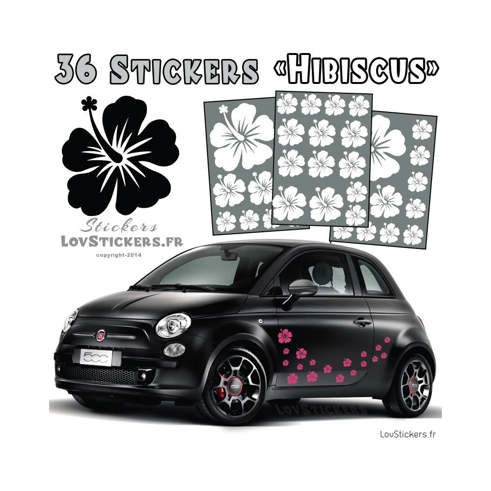 Stickers d'Hibiscus lot de 32 - Taille de 3 à 10 cm Stickers d'Hibiscus lot de 32 - Taille de 3 à 10 cm