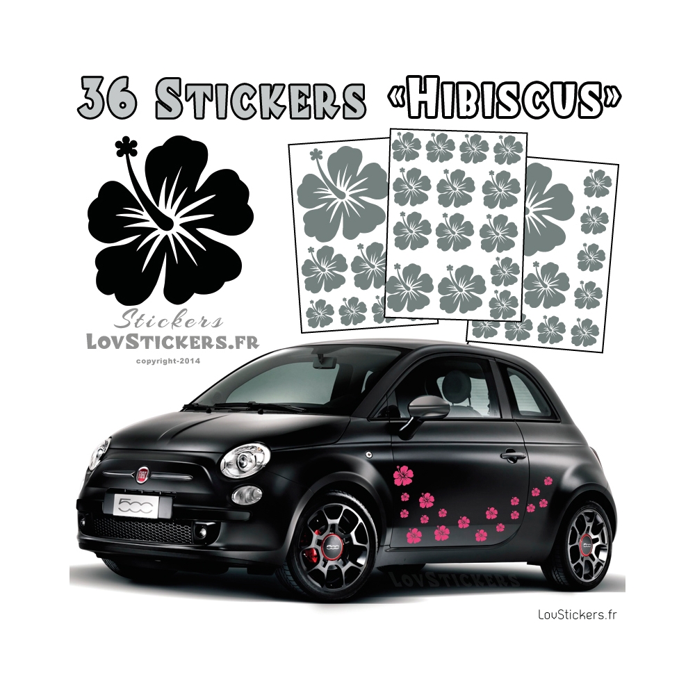 Stickers d'Hibiscus lot de 32 - Taille de 3 à 10 cm Stickers d'Hibiscus lot de 32 - Taille de 3 à 10 cm
