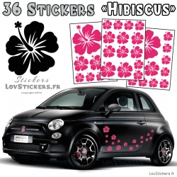 Stickers d'Hibiscus lot de 32 - Taille de 3 à 10 cm