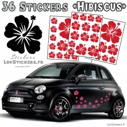 Stickers d'Hibiscus lot de 32 - Taille de 3 à 10 cm