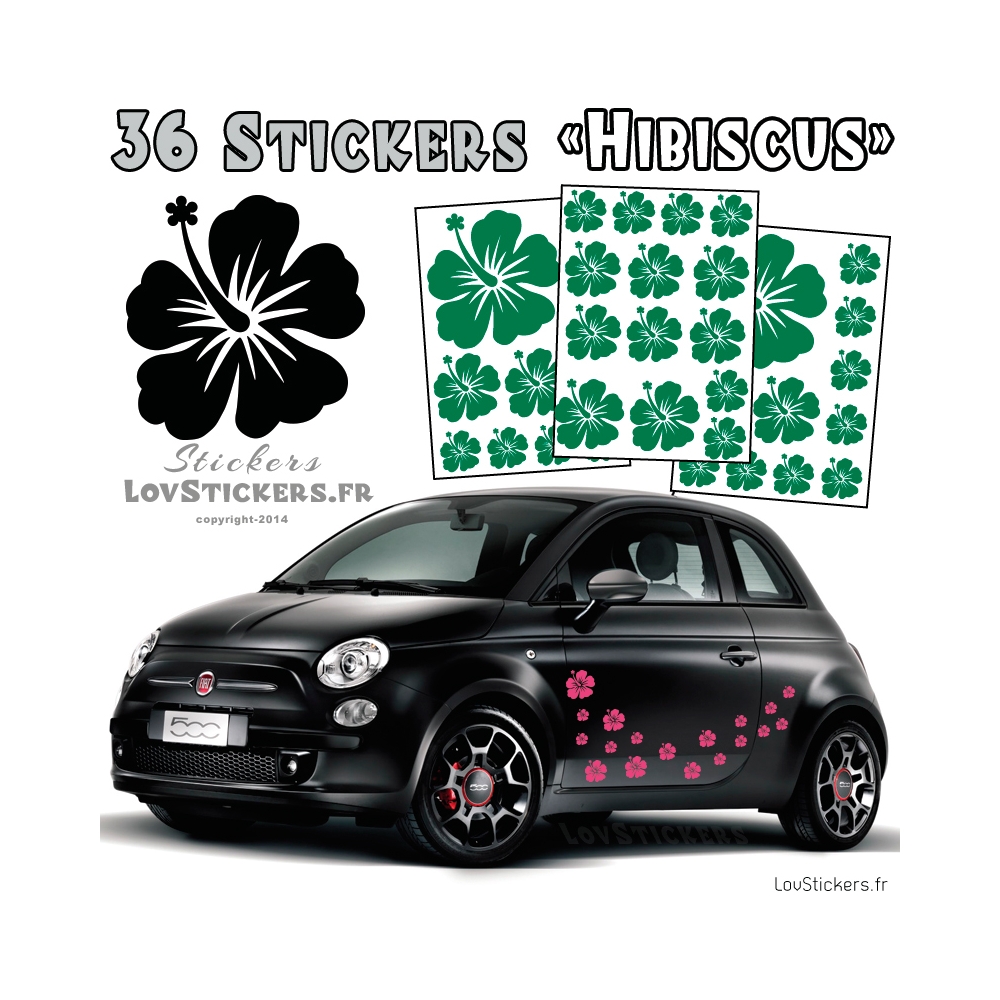 Stickers d'Hibiscus lot de 32 - Taille de 3 à 10 cm Stickers d'Hibiscus lot de 32 - Taille de 3 à 10 cm
