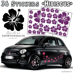 Stickers d'Hibiscus lot de 32 - Taille de 3 à 10 cm