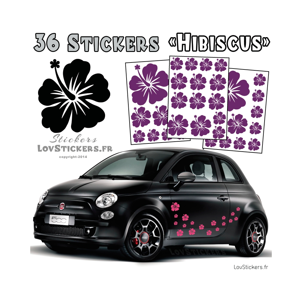 Stickers d'Hibiscus lot de 32 - Taille de 3 à 10 cm Stickers d'Hibiscus lot de 32 - Taille de 3 à 10 cm