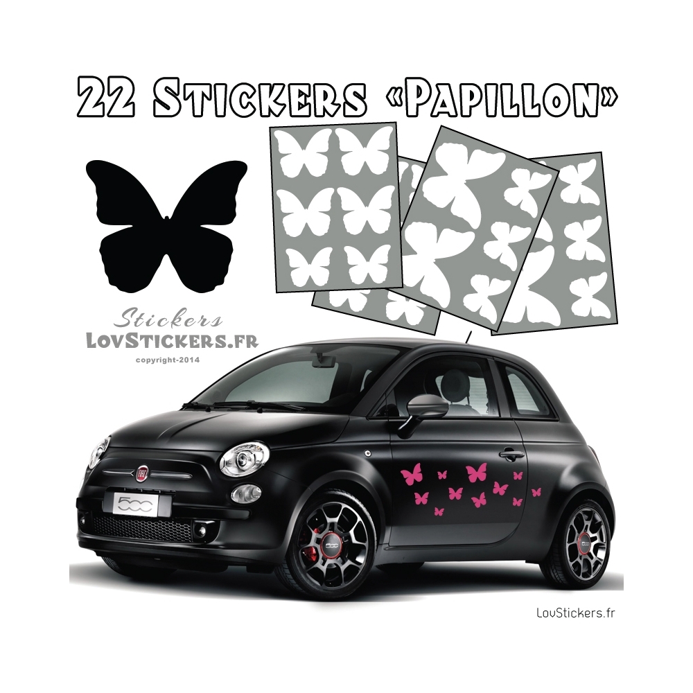 Lot de stickers pour la decoration des voitures motif papillon - autocollant pas cher