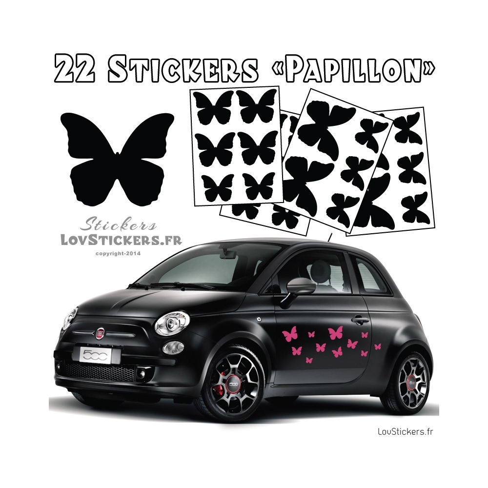 Lot de stickers pour la decoration des voitures motif papillon - autocollant pas cher