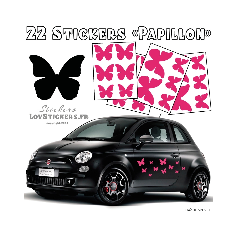 Lot de stickers pour la decoration des voitures motif papillon - autocollant pas cher