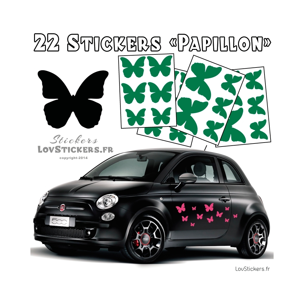 22 Stickers Papillons Mixte - No1 - Deco auto voiture papillons