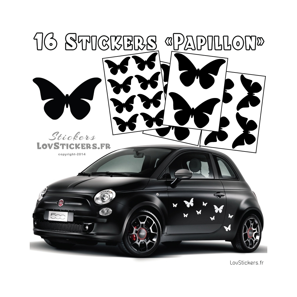 Stickers autocollant 18 papillons Noirs