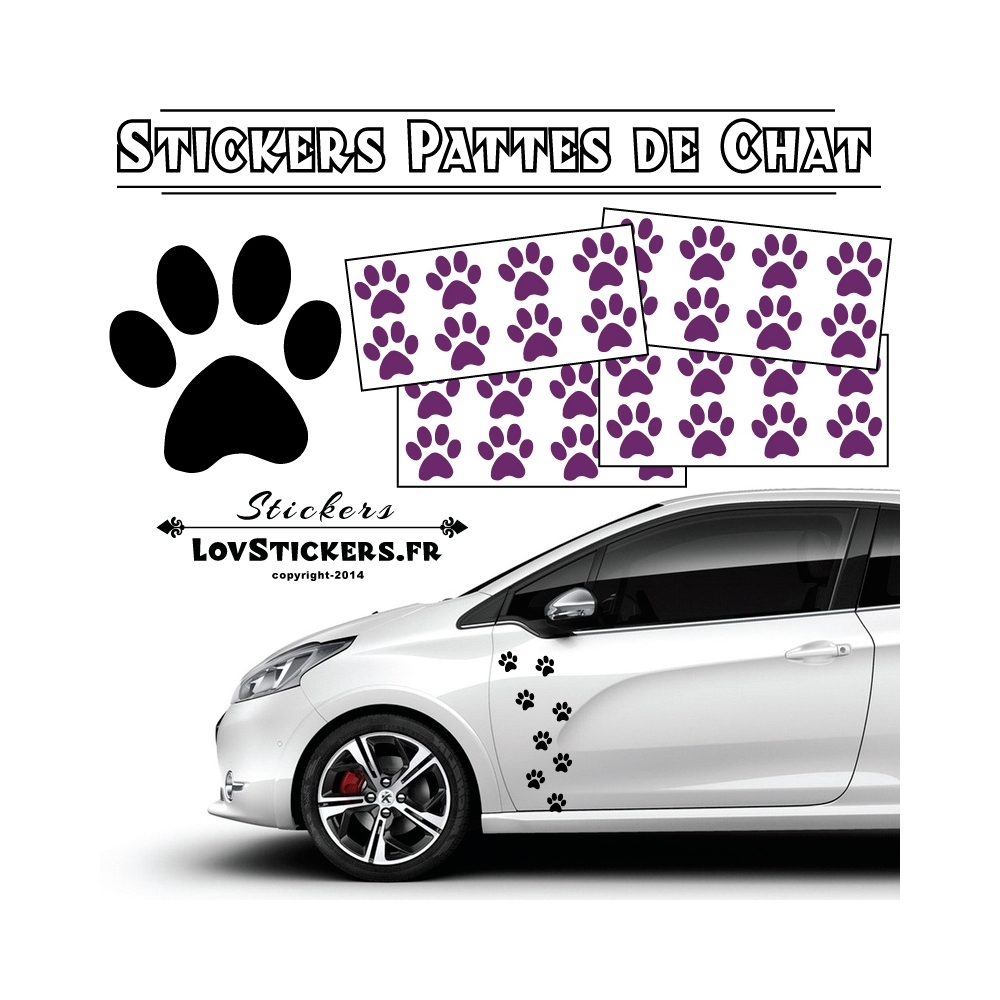 Autocollant de pattes de chat couleur violette