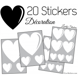 20 Stickers Coeurs   - Autocollant décoration maison et pour objets