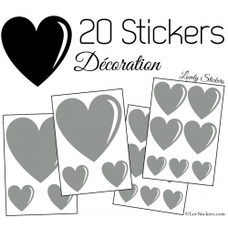 20 Stickers Coeurs   - Autocollant décoration maison et pour objets