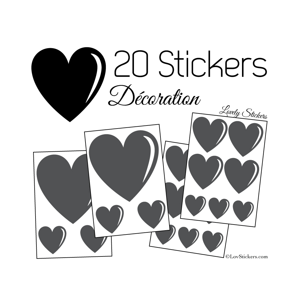 20 Stickers Coeurs   - Autocollant décoration maison et pour objets