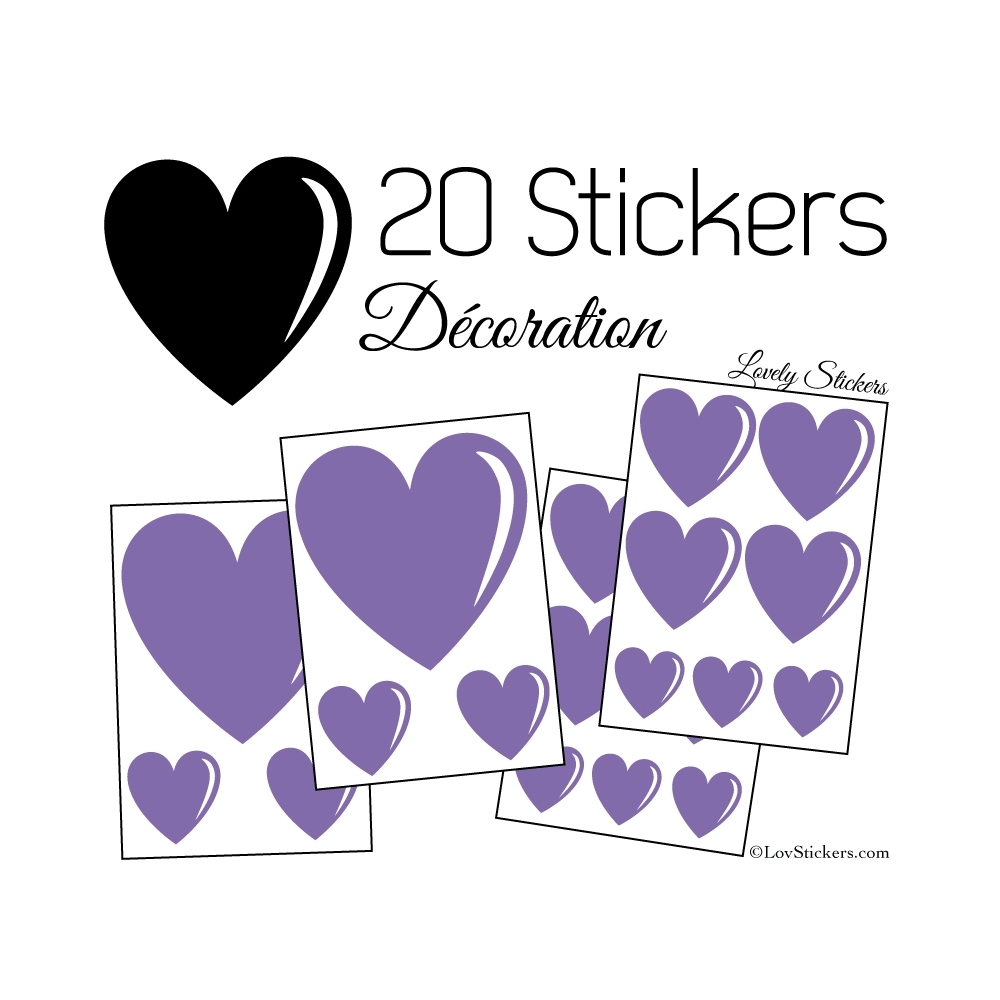 20 Stickers Coeurs   - Autocollant décoration maison et pour objets