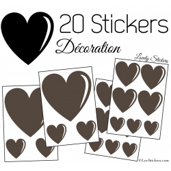 20 Stickers Coeurs   - Autocollant décoration maison et pour objets