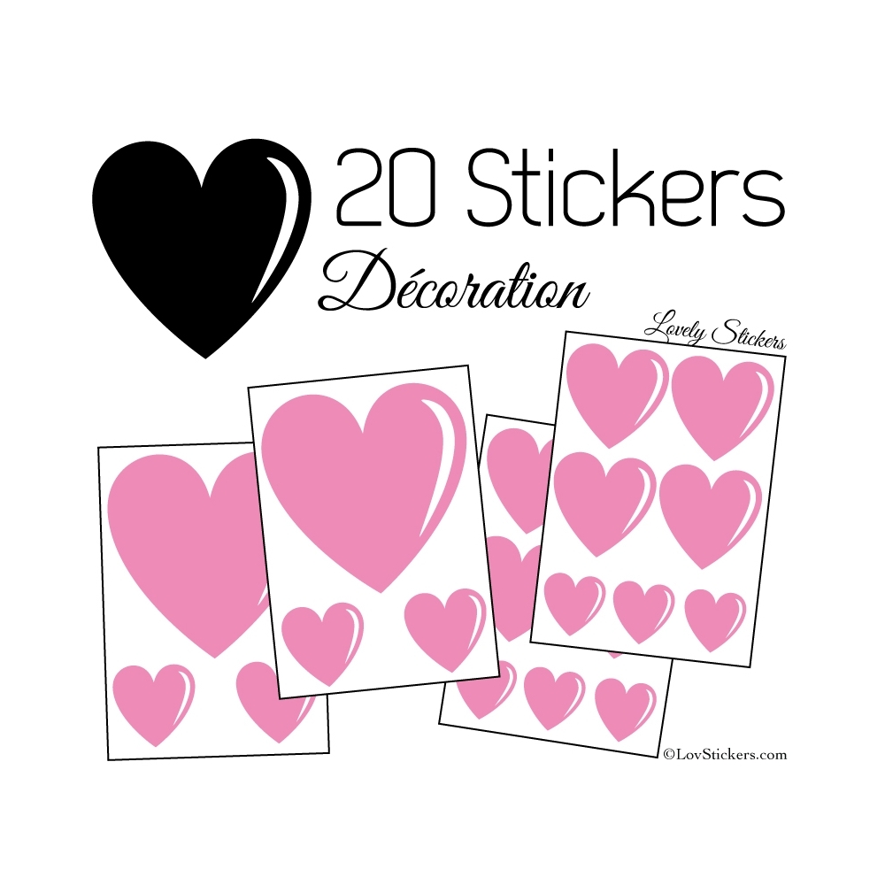 20 Stickers Coeurs   - Autocollant décoration maison et pour objets