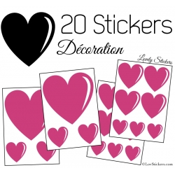 20 Stickers Coeurs   - Autocollant décoration maison et pour objets