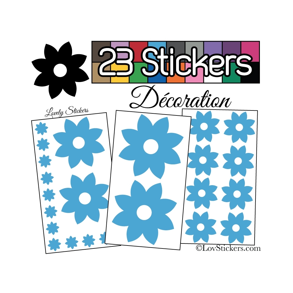 23 Stickers Fleur Mixte - Autocollant Décoration Intérieur