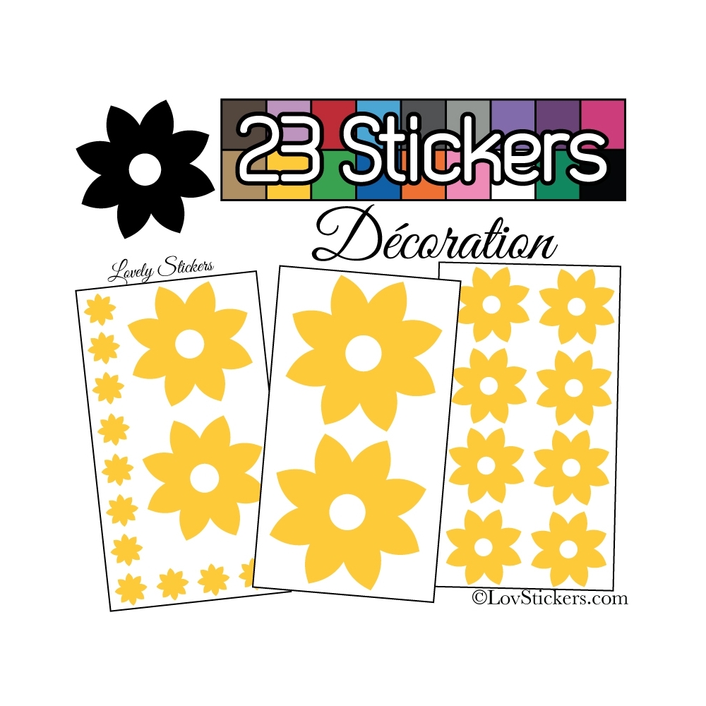 23 Stickers Fleur Mixte - Autocollant Décoration Intérieur