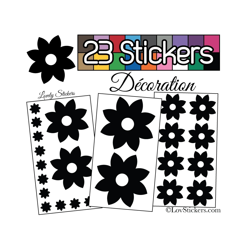 23 Stickers Fleur Mixte - Autocollant Décoration Intérieur