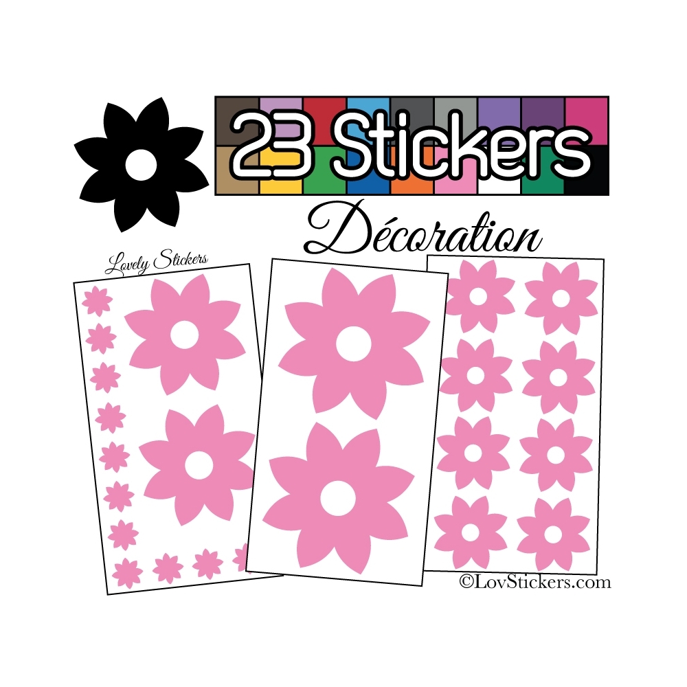 23 Stickers Fleur Mixte - Autocollant Décoration Intérieur