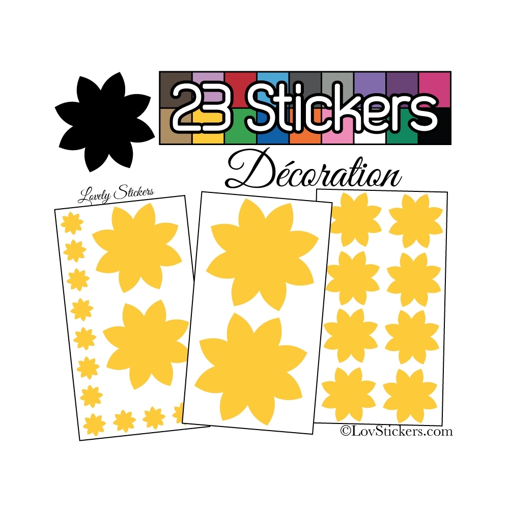 23 Stickers Fleur Mixte - Autocollant Décoration Intérieur