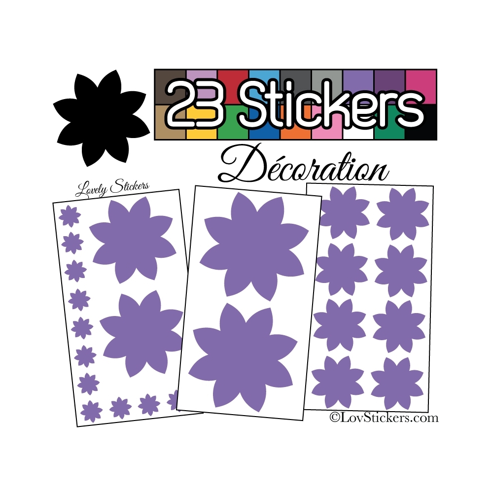 23 Stickers Fleur Mixte - Autocollant Décoration Intérieur