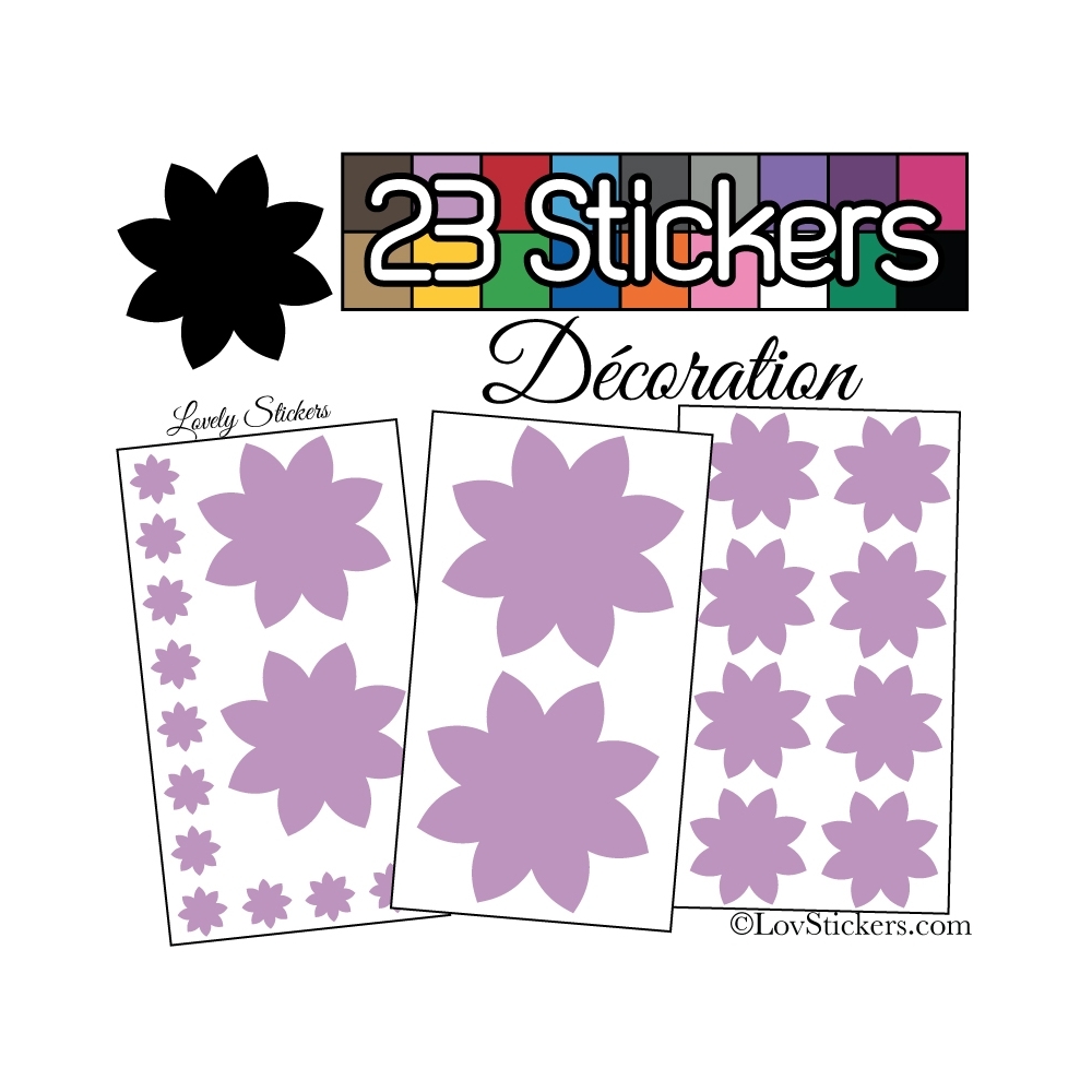 23 Stickers Fleur Mixte - Autocollant Décoration Intérieur