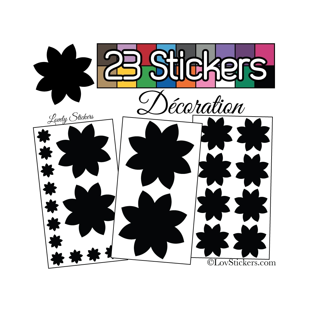 23 Stickers Fleur Mixte - Autocollant Décoration Intérieur