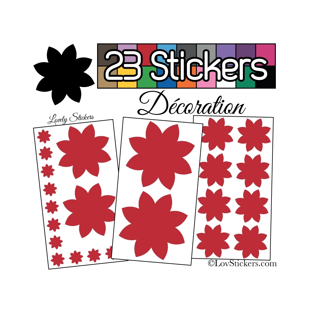 23 Stickers Fleur Mixte - Autocollant Décoration Intérieur