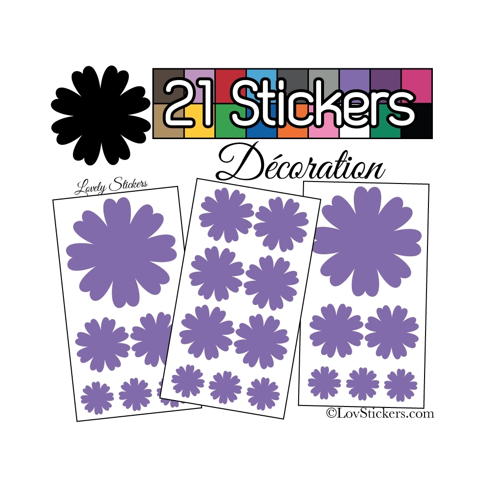 21 Stickers Fleur Mixte - Autocollant Décoration Intérieur - 6,99