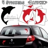 4 Stickers Dauphin 14cm de couleur rouge - Deco auto voiture